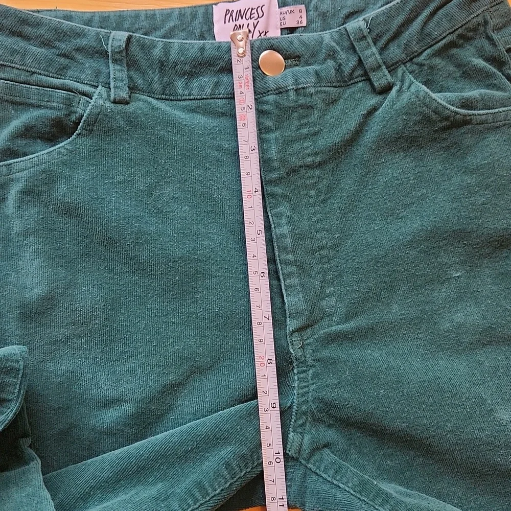Princess Polly Nadia Corduroy Flare Pants Emerald Green High Rise Jeans Y2K 4 - Picture 5 of 15